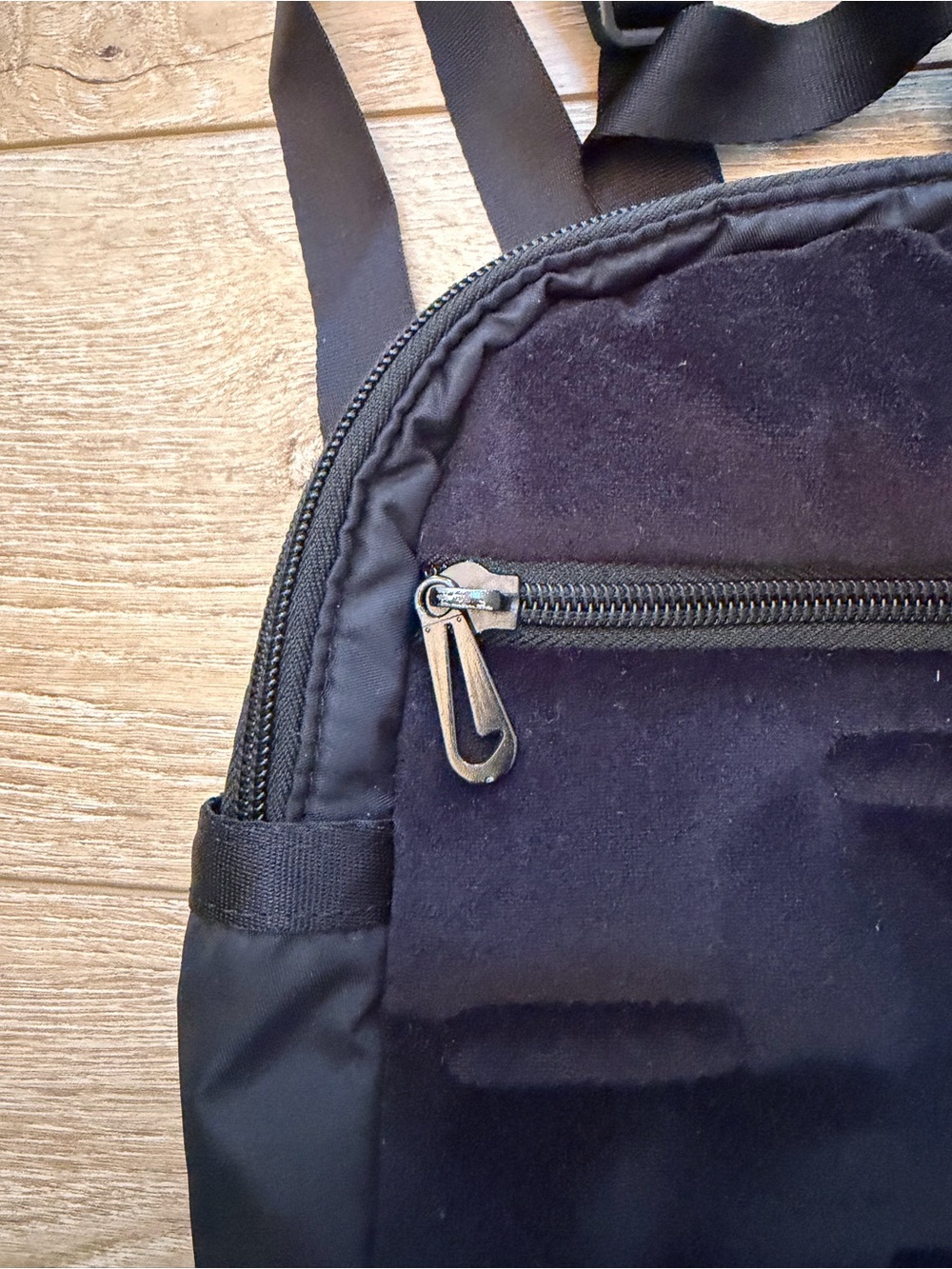 Nike Sportswear Futura 365 Velour Mini Backpack Black Sporty Casual - Picture 7 of 8